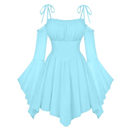 Vestido renacentista mini con corsé tirantes finos y falda de pañuelo en gasa 4