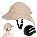 Licsaliwe Helmet Wide Brim UV Protection Adjustable Shaped Unisex Cycling Helmet Safe Comfortable Sun Hat Bike for School Cycling Riding (Khaki)