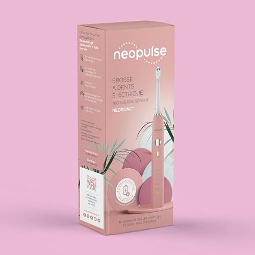 Neosonic® – Elektrische Schallzahnbürste, Laufzeit 3 Monate – 15 Modi – wiederaufladbar USB-C – Timer 2 Minuten – 2 Köpfe enthalten – 2 Jahre Garantie – Schallbürste, Rosa NEOPULSE – Bild 8