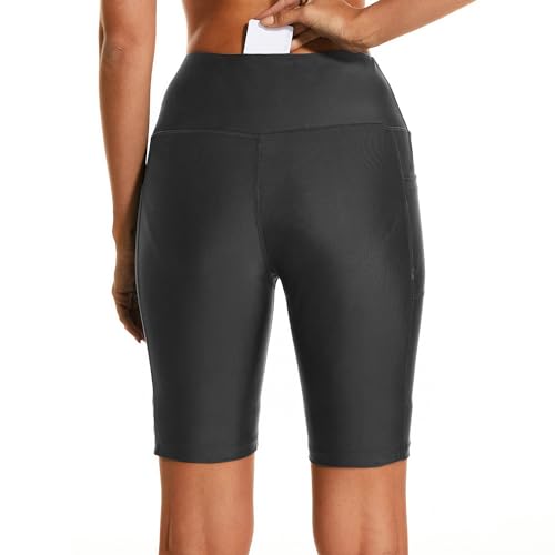Image of HODOSPORTS Women's 3'' /5'' /7'' /9'' /12'' Swim Board Shorts UPF50+ High Waisted Quick Dry Swimsuit Bottoms with Pockets Liner