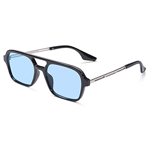 NULOOQ Retro 70s Flat Aviator Sunglasses for Women Men, Vintage Square Small Frame Shades Driving UV400 Protection