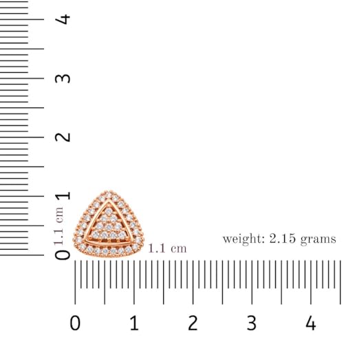 Image of Nilu's Collection Rose Gold Plated Triangular Design Pearl Stud Earrings With American Diamond for Women And Girls | Gift For Her | Anti- Allergy |Anti-Tarnish | Office Wear