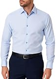 Tissu : 97 % coton, 3 % Lycra Remus Uomo Chemise habillée à manches longues coupe fuselée bleu clair, bleu, 42