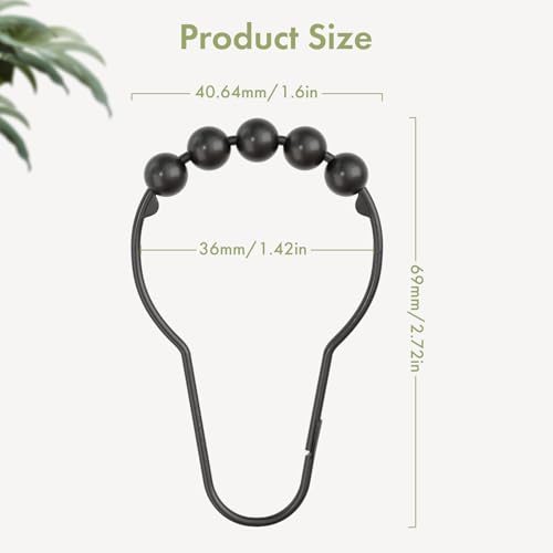 image for Black Shower Curtain Hooks, Amazer Shower Curtain Hooks, Shower Hooks 