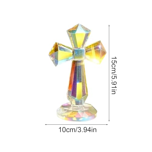 Statue chrétienne de bureau avec crucifix moderne à facettes 360°