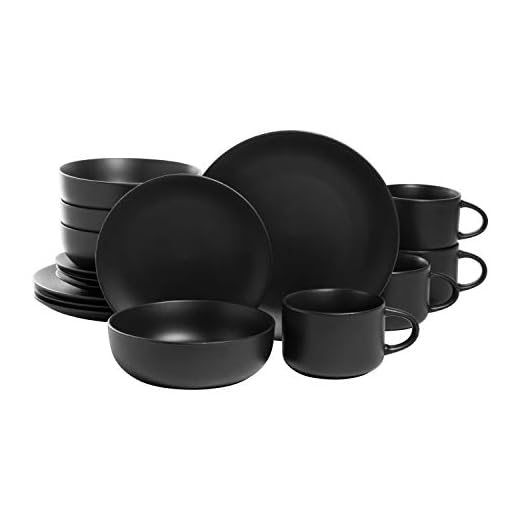 10 Strawberry Street Wazee Matte Coupe Dinnerware Set, 16 pc, Black