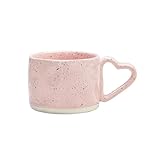 Tazas de cerámica de 300 ml con mango en forma de corazón, taza de café rosa y negro, tazas de agua, taza de desayuno, leche, avena, regalo del día de San Valentín