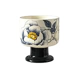 Copa de cerámica para helado de flores de 220 ml, utensilios para beber frescos, flor de peonía azul