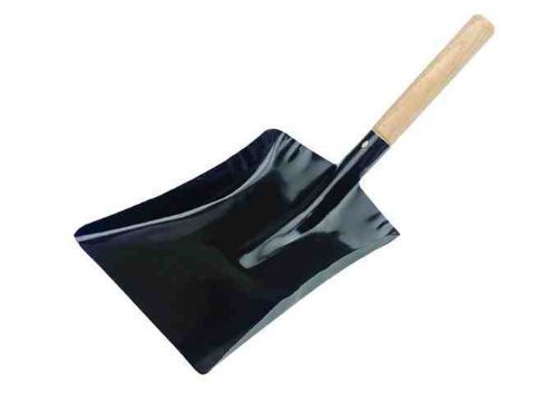 Home & Garden Black Metal Shovel - Steel Wooden Handle Coal Ashes Dust Pan