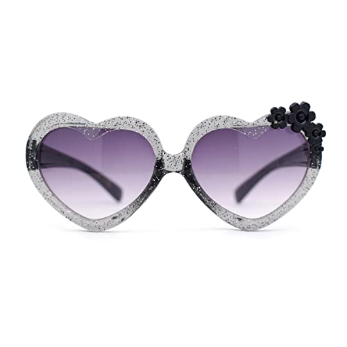 Kid Girls Heart Shape Flower Jewel Glitter Plastic Sunglasses2