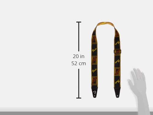 Fender© »Weighless™ » Monogram Sangle pour Guitare et Basse – 5cm de large – Noir/Jaune/Brun - Les Beatles, Paul McCartney, John Lennon, RIngo Starr, George Harrison Fender©"Weighless™" Monogram Sangle pour Guitare et Basse - 5cm de large - Noir/Jaune/Brun – Image 3