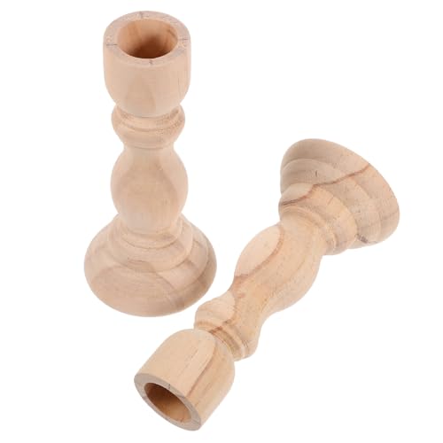 STOBAZA 2pcs Candlestick Creative Candle Holder Tealight Candle Holder Unique Candle Holders Wooden Candle Holder Candle Stands Wooden Tea Light Holder Candle Holders for Pillar Candles