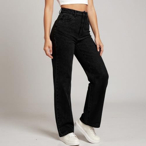 Wide Leg Jeans Woman Stretchy Cute Y2k Elastic Waist Jeans with Pockets Loose Dressy Casual Denim Pants Long Trousers2