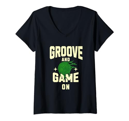 Image of Womens Football Soccer Sports Retro Funny Game Grooves Disco Kicks V-Neck T-Shirt