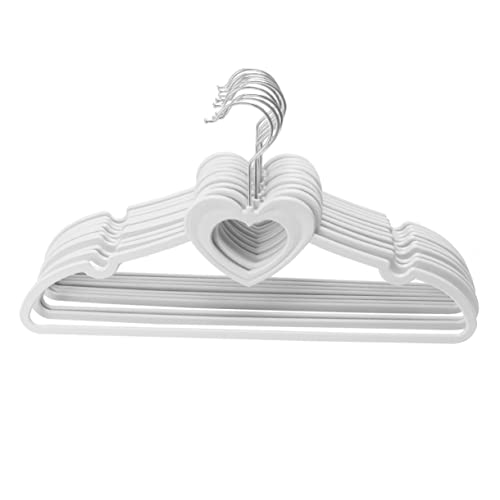 Alipis 10Pcs Heart Shape Plastic Clothes Hangers for Home Organization White Hangers No Edges Design with Hooks for Garments and Accessories Display