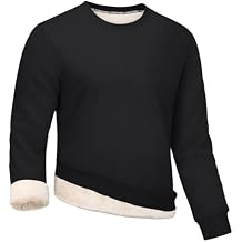 Gihuo Mens Sherpa Lined Sweatshirt Fleece Crewneck Sweatshirts Winter Warm Pullover