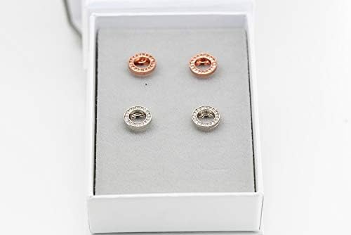 Baobei silver earrings sets for women, 2 pairs rose gold Sterling Silver Zirconia round Stud Earrings Sets for girls, open circle Studs earrings, friendship birthday gift, jewellery gifts for women