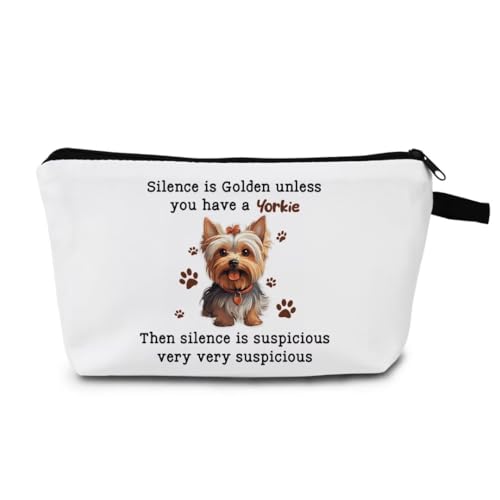 MoCaliduccious Yorkie Lover Makeup Bag Yorkie Gift For Dog Lover Yorkie Mom Gift Zipper Makeup Bag