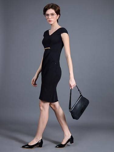 Image of Miss Chase Women's Sleeveless Collared Bodycon Above-Knee Polyester Dress