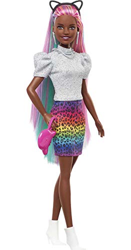 Muñeca Barbie Leopardo pelo arcoíris con accesorios miniatura 5