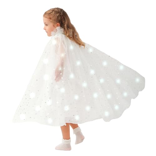 Capa de princesa con luces LED para niñas, tul 2 capas miniatura 5