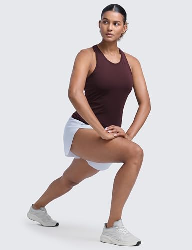 Image of CRZ YOGA Seamless Racerback Tank Waist Length | Training, Chafe-Free, Slim Fit, Crewneck, Mesh Vents, Workout, Sleeveless Tops for Women