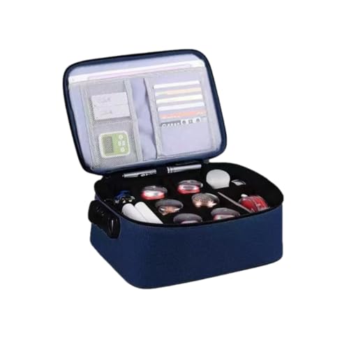 貝斯尼菲 印鑑ケース法人個人用印鑑一緒に収納印鑑保存袋ケースダイヤルロック式手提げ旅行バッグガジェットバッグカード貴重品収納袋防盗防災旅行出張に便利商品内部仕切り調節可能防水(ブルー)