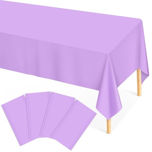 Image of Mulbozy 4 Pcs Light Purple Plastic Table Cloth, 54x108inch, Lavender