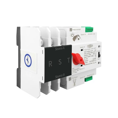 Commutateur de transfert automatique triphasé ATS 100A rail DIN solaire