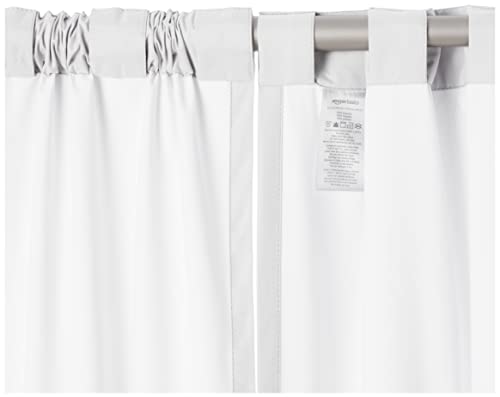 Amazon Basics Room Darkening Blackout Window Curtains With Back Tab Hanging Loops - 52" X 84", White #TOP3