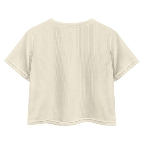 Girls Crop Tops Cute Short Sleeve Shirts Fashion Tees for Kids Casual Crewneck Blouses Size 8-16 Years2