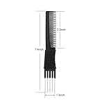 Leinuosen 3 Pack Carbon Lift Teasing Combs with Metal Prong, Hair Pick Comb for Women Hair Styling(Black) - Image 3