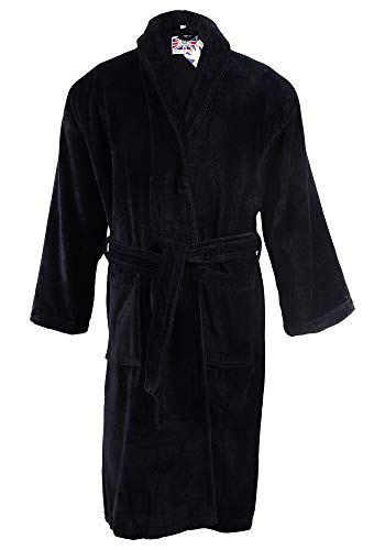 Mens Baron 100% Egyptian Cotton Plush Shawl Collar Luxury Bathrobe - XL Navy