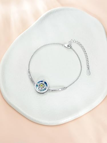 TOUPOP Graduation Gifts for Her Birthstone Bracelet for Women Sterling Silver I'd be Lost without You Compass Bracelets Crystal Jewelry Anniversary Birthday Gifts for Wife Girlfriend4