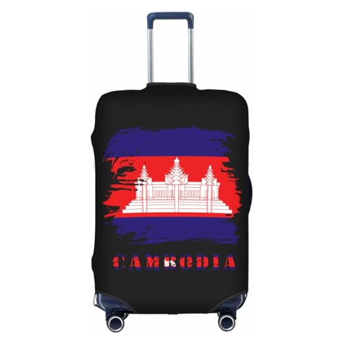 Travel Luggage Cover Vintage Cambodia Cambodian Flag Fashion Washable Baggage Suitcase Protector Fit For Luggage Medium