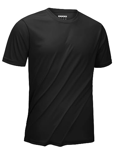 KEFITEVD Homme T-Shirt Manche Courte T-Shirt Col Rond Léger Top de Sport Respirant pour Homme antiSolaire,Noir,XL