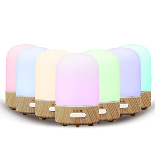 Fashome Difusor de aceite esencial ultrasónico de cristal de 100 ml hecho a mano - Difusor de aromaterapia con temporizador intermitente, 2 modos de luz para decoración del hogar (multicolor) Cover