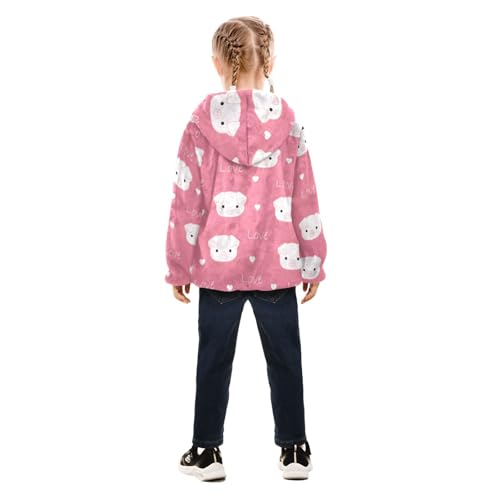 OTVEE Seamless Cute Pig Face Pink Love Kids Hoodie Jacket Fall Spring Full Zip Warm Outwear Coat4