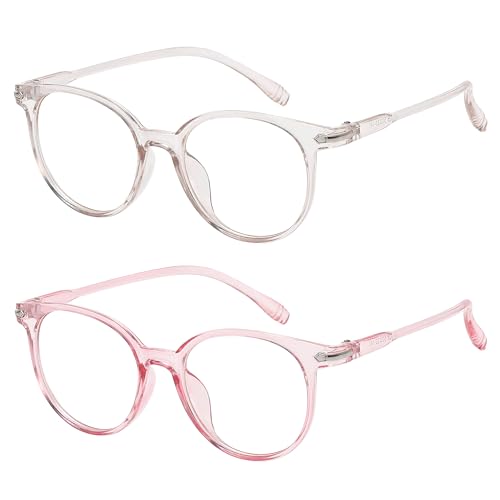 Image of OWL Round Blue Light Blocking Fake Eyeglasses for Women Men - Lightweight Frame, Anti UV400 Rays Protection Eyewear - 2 Pack