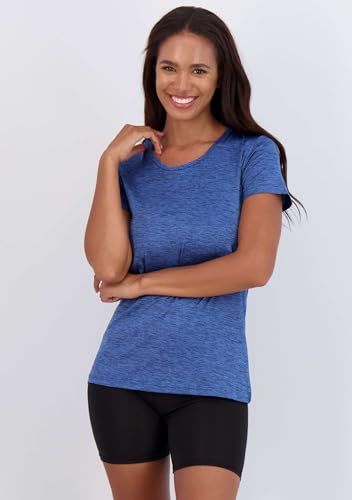 Image of Real Essentials 5 Pack: Women's Dry Fit Tech Stretch Short-Sleeve Crew Neck Athletic T-Shirt Available in Plus Size Set Medium