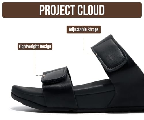 Image of Project Cloud Genuine Leather Platform Sandals Women Non Slip Womens Slides | Lightweight Platform Sandals for Women with Plush Soft Insole & Arch Support Comfortable Sandals & Summer Slides for Women