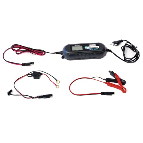 LODCHAMP, 4A Intelligentes Batterieladegerät, 6V/12V KFZ Ladegerät, Erhaltungsladegerät mit Desulfator und Komfortstecker, Polklemmen und Ringösenkabel