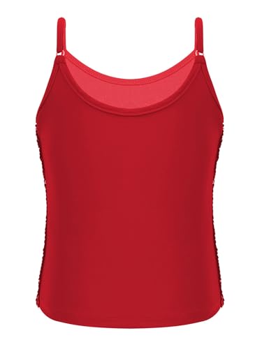 Kids Girls Sparkly Sequins Dance Crop Tank Top Shirts Stage Performance Dance Wear Camisole
