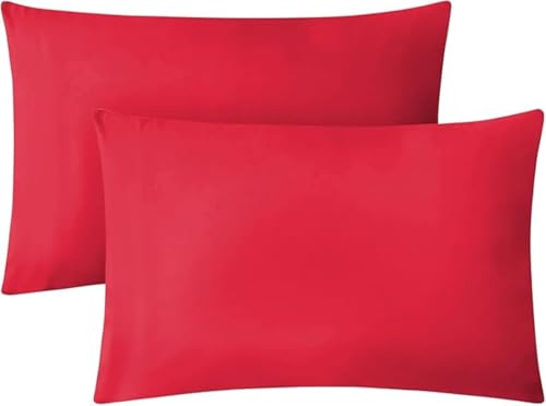 Best Linen Pillow Cases 6 Pack – Super Soft Envelope Closure Pillow Cover 100% Brushed Microfiber Pillowcases Wrinkle, Fade, Resistant (Red, Pillow Cases 6 Pack)