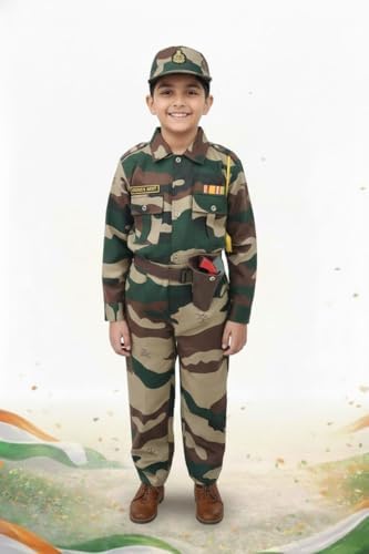 Image of BookMyCostume Kids 6-Pcs Forces & Community Helper Costume Collection - Army, Military, Navy, Police & Soldier Outfits - Fancy Dress for Patriotic Events, School Annual Day, Role-Play & Competitions