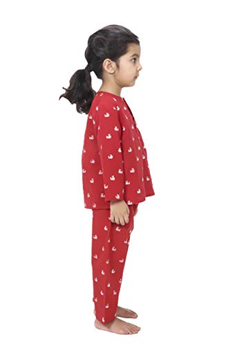 Image of Girls Cotton Night Suit - Red (3-4 Years)