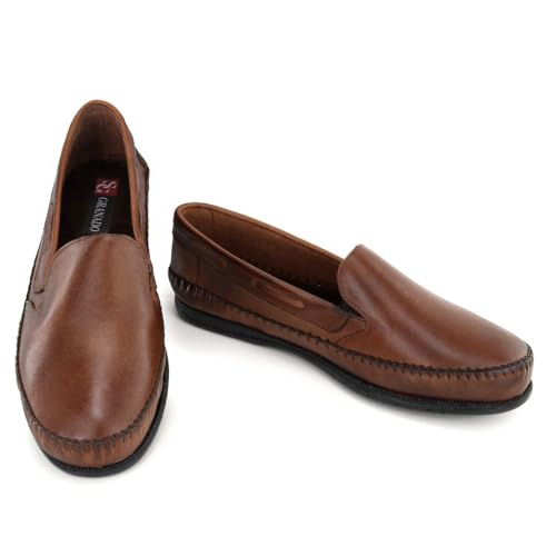 Sapatilha Masculina Mocassim em Couro (Conhaque, BR, Adulto, Numérico, 40)