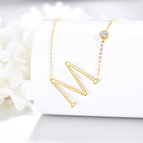 KECHO 14K Solid Gold Initial Pendant Necklace Real Gold Letter Jewelry Moissanite Gifts for Women2