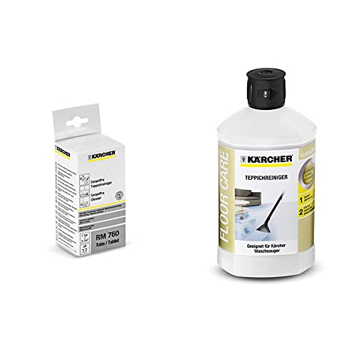 Kärcher 6.295-850.0 Nettoyeur pour Tapis (RM 760 Tablettes) & Nettoyant moquettes et tapis RM 519 pour les aspirateurs 3 en 1 Injecteur / Extracteur SE