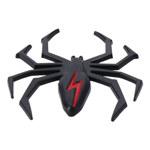 Image of 2Pcs Metal Spider Emblem Badge Sticker,Spider Decal Spider Lightning Sticker,Self Adhesive Black Spider Badge for car